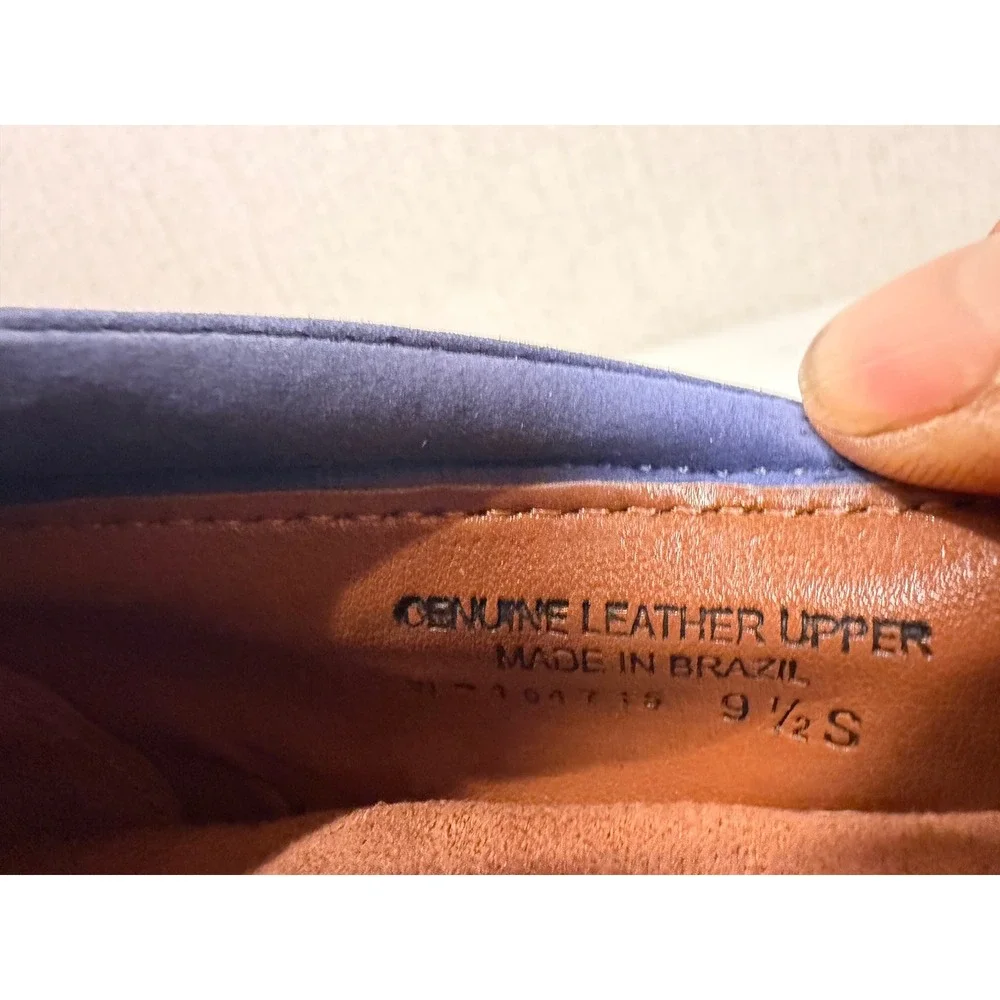 Walking Cradles Womens Blue Laser Cut Leather Slip On‎ Loafers Size 9.5 S Slim